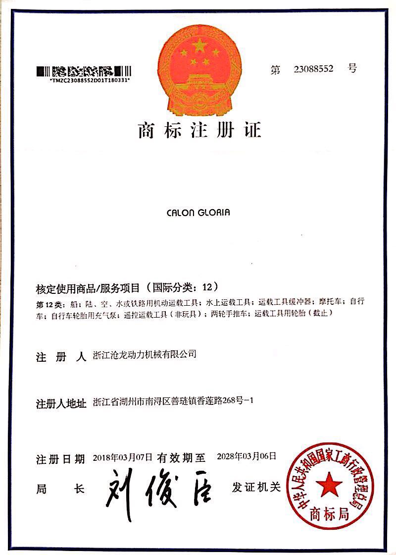 Сертификат на товарный знак двенадцатого класса